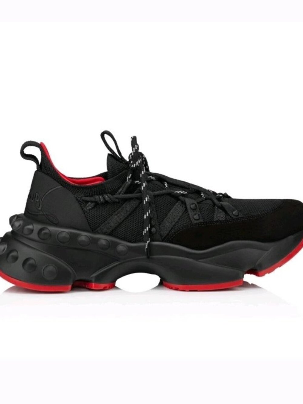 $1150 Christian Louboutin TrailnRun Neoprene Black Sneakers EU 45 US 12 NIB